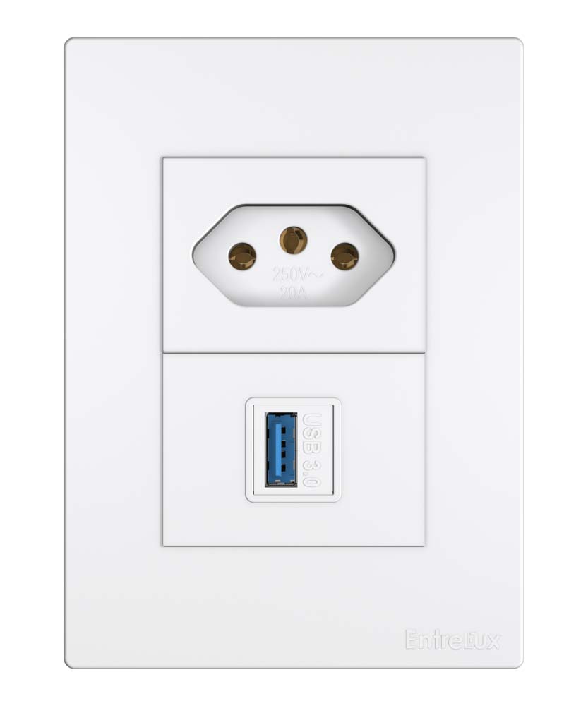 Classic 4×2 tomada + usb branco