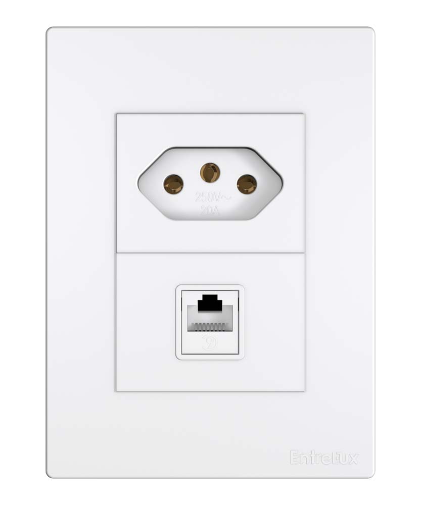 Classic 4×2 tomada + entrada RJ45 branco