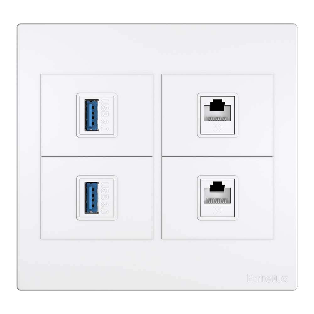 Classic 4×4 entrada dupla USB + entrada dupla RJ45 branco