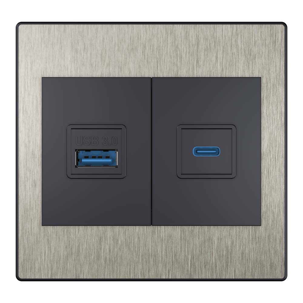Fit steel entrada USB + entrada C aço escovado