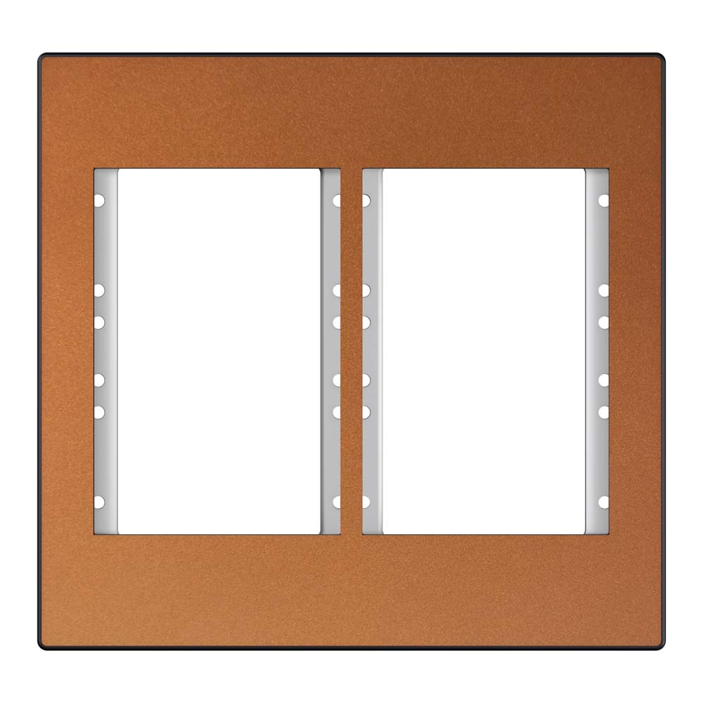 placa e suporte janela dupla grande linha steel 4×4 bronze